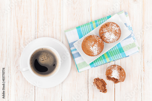 Homemade cakes and coffee cup