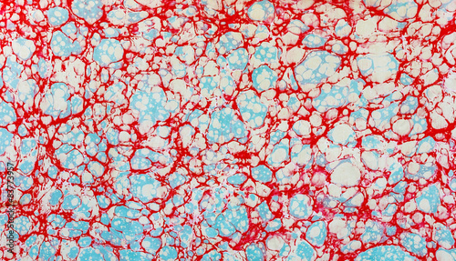 red blue white spotted ebru