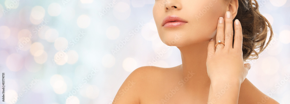 Fototapeta premium beautiful woman with diamond engagement ring