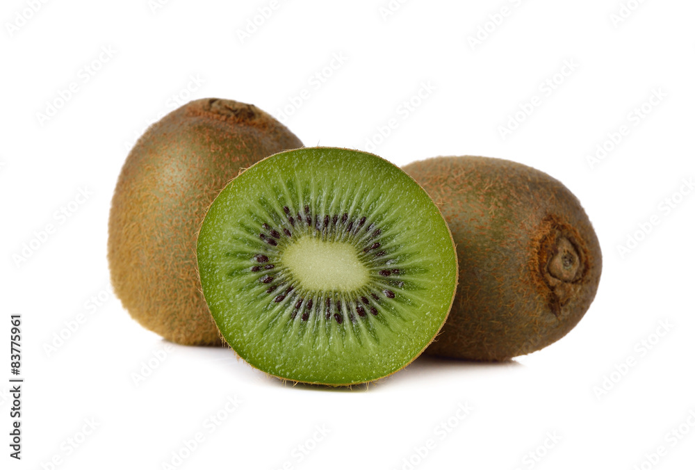 closeup kiwi fruit on white background