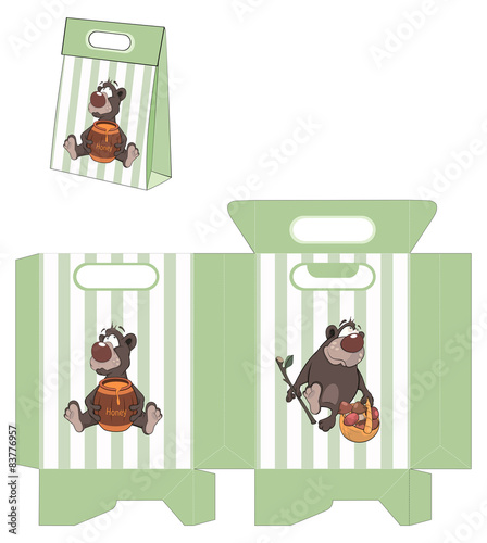 A brown bear. Handbags packages pattern 