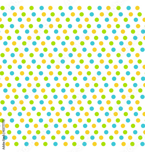 Bright fun abstract seamless pattern with dots isolated on white