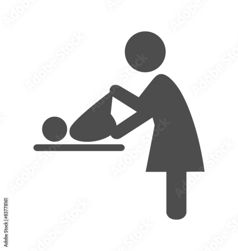 Mother swaddles the baby pictogram flat icon isolated on white b