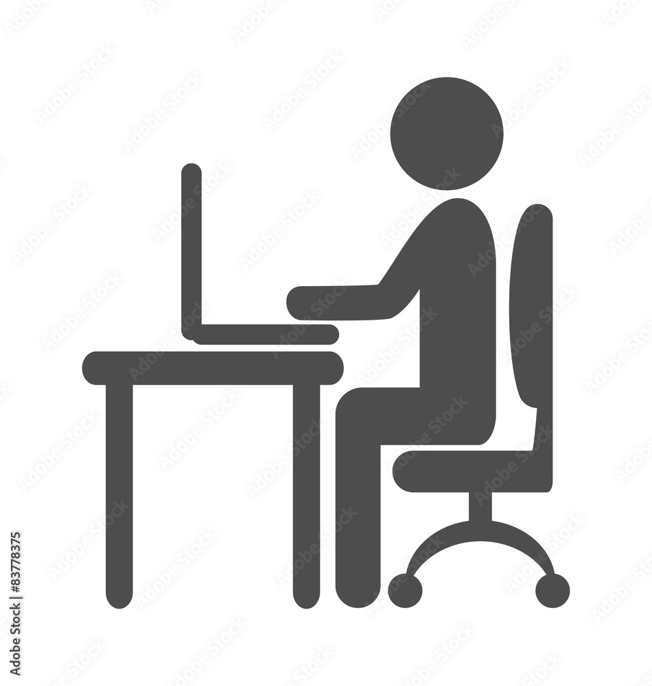 Flat computer work pictogram icon isolated on white background Flat computer work pictogram icon isolated on white background