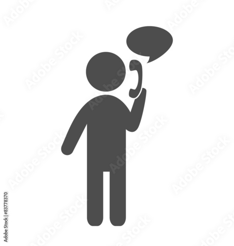 Man with phone flat icon pictogram isolated on white background