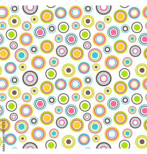 Bright fun abstract seamless pattern with multicolored circles o