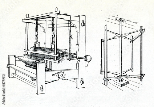 Obraz na płótnie Hand loom and warp preparing device