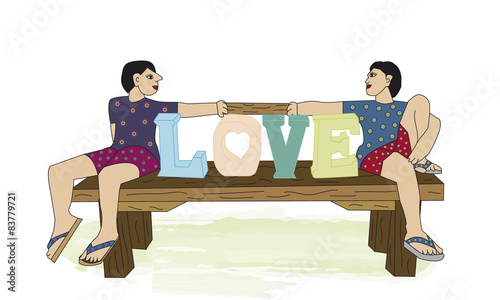 Pareja de hombres en un banco 1.