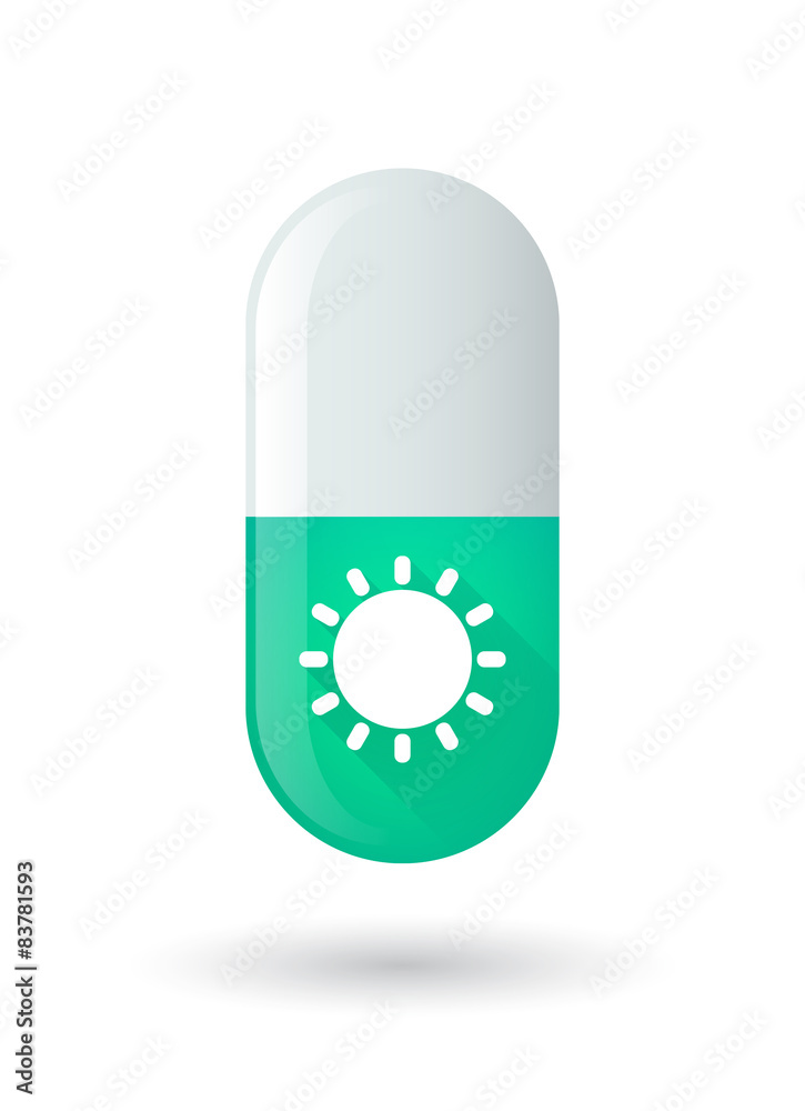 Green pill icon with a sun Green pill icon with a sun