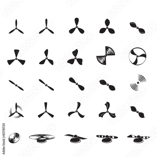 Propeller Icons Set - Isolated On White Background - Vector Illustration, Graphic Design, Editable For Your Design