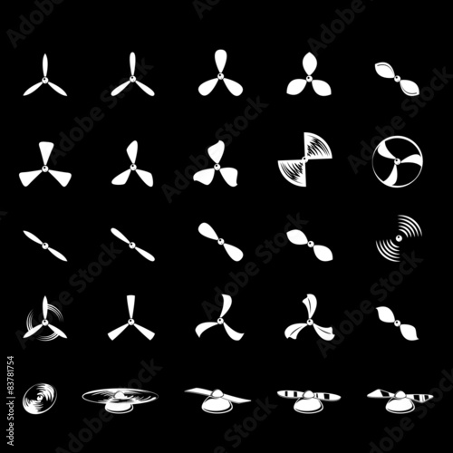 Propeller Icons Set - Isolated On Black Background - Vector Illustration, Graphic Design, Editable For Your Design