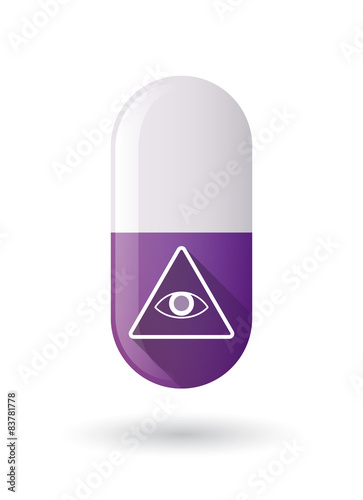 Purple pill icon with an all seeing eye
