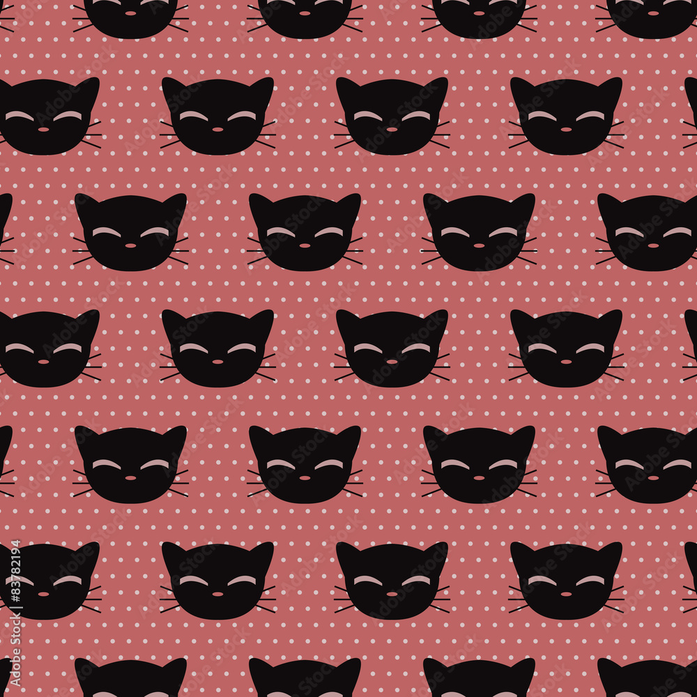Seamless pattern with cute kitty faces Seamless pattern with cute kitty faces