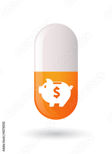 Orange pill icon with a piggy bank