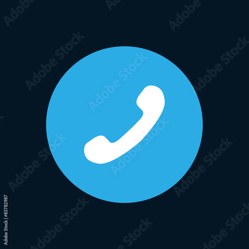 Vector modern phone icon in blue circle