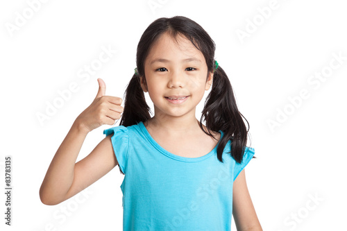 Little asian girl smile show thumbs up