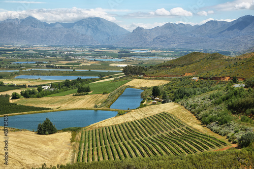 Landscape of lagoons and vineyards from Gydo Pass 