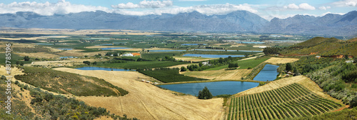 Landscape of lagoons and vineyards from Gydo Pass, photo