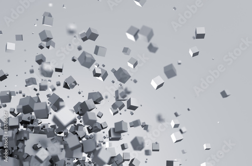 Fototapeta Naklejka Na Ścianę i Meble -  Abstract 3d rendering of flying cubes.