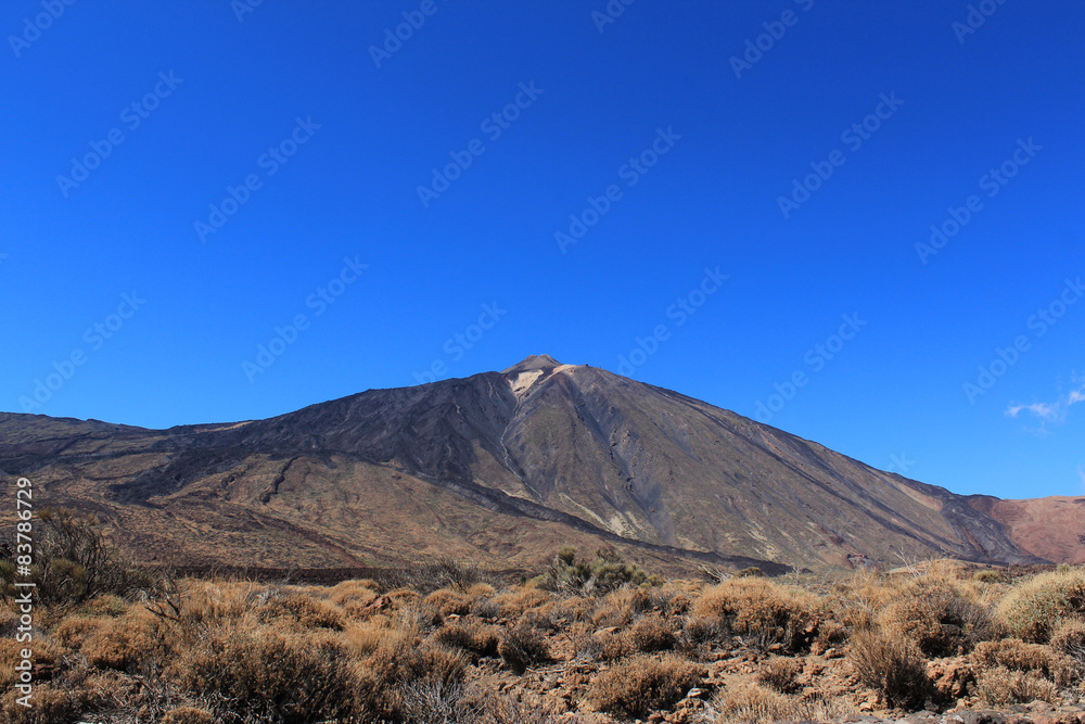 mountain landscape, summit and blue sky,