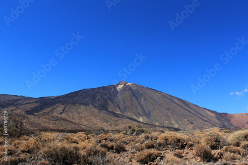 mountain landscape, summit and blue sky,