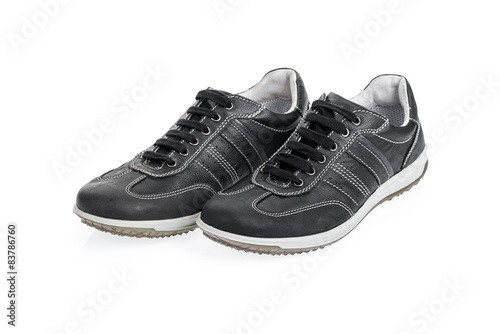 Pair of black sport shoes isolated on white