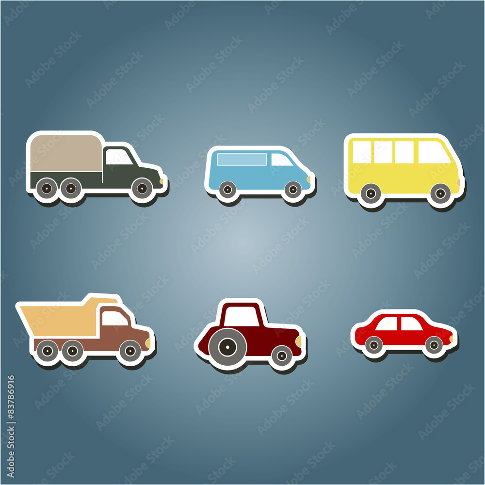 set of color icons with car icons for your design