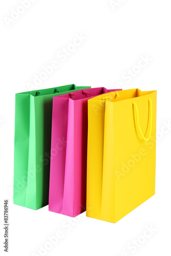 Colorful shopping bags isolated on white