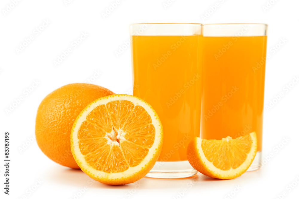 Glass of fresh orange juice on wooden background Glass of fresh orange juice on wooden background