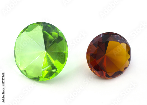 Beautiful glass stones on the white background