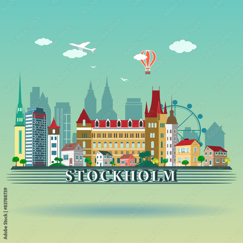 Modern stockholm city Skyline Design. Sweden