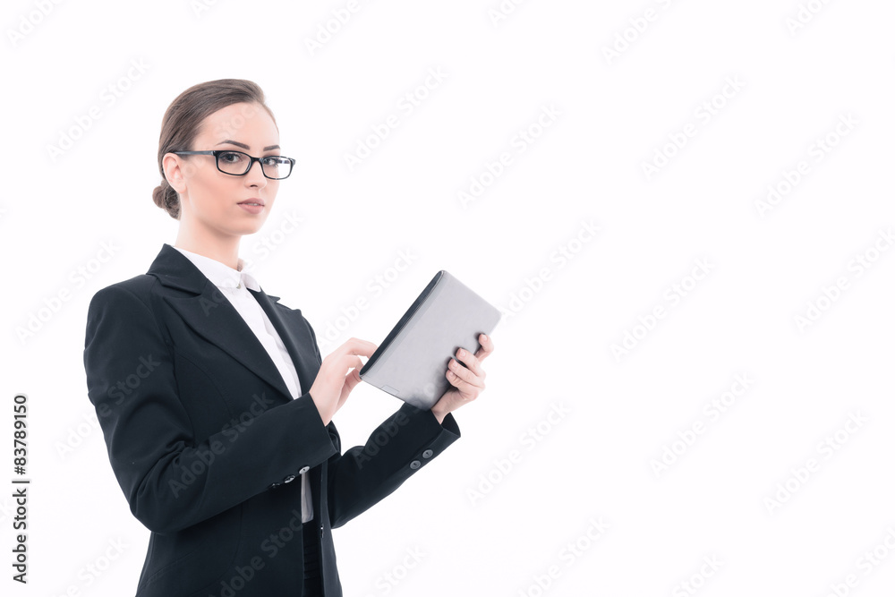 Beautiful woman with tablet in formal clothes Beautiful woman with tablet in formal clothes