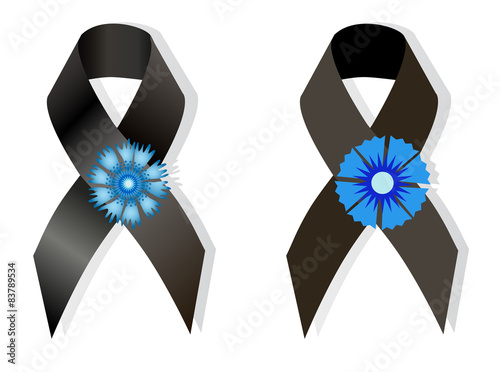 Black awareness ribbon and the flower cornflower