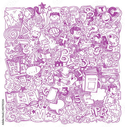 Back to school Doodle, icons, vector illustration.