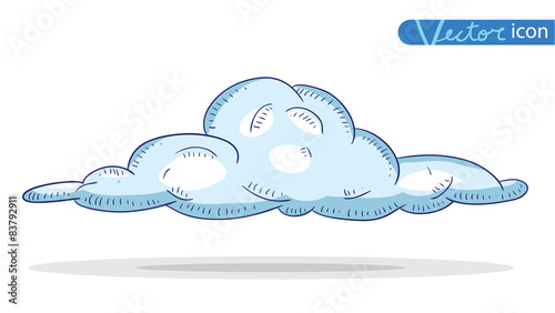 Doodle Cloud icon, vector illustration