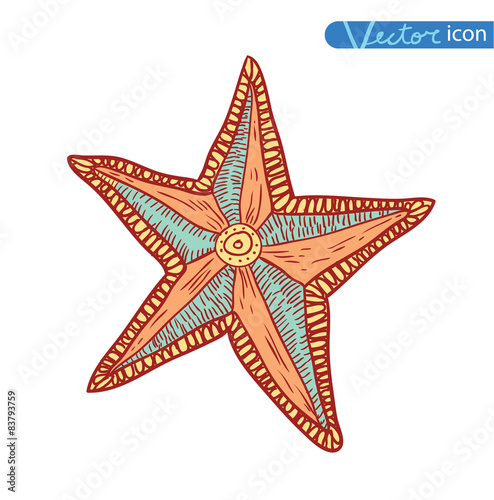 icon Starfishes .hand drawn Vector Illustration