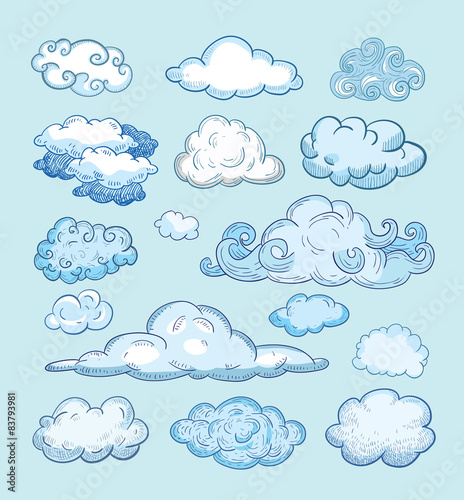 Doodle Collection of Hand Drawn Vector Clouds
