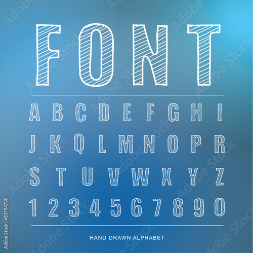  Pen line font alphabet, Vector illustration. photo