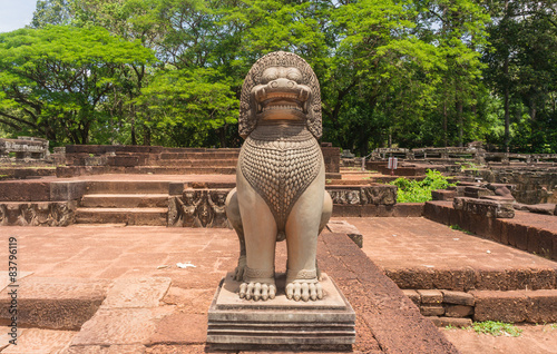 stone carvings lion  in Ankor Thom