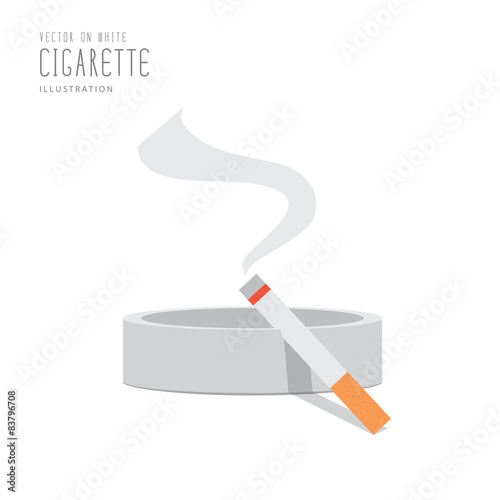 Cigarette on the ashtray flat vector.