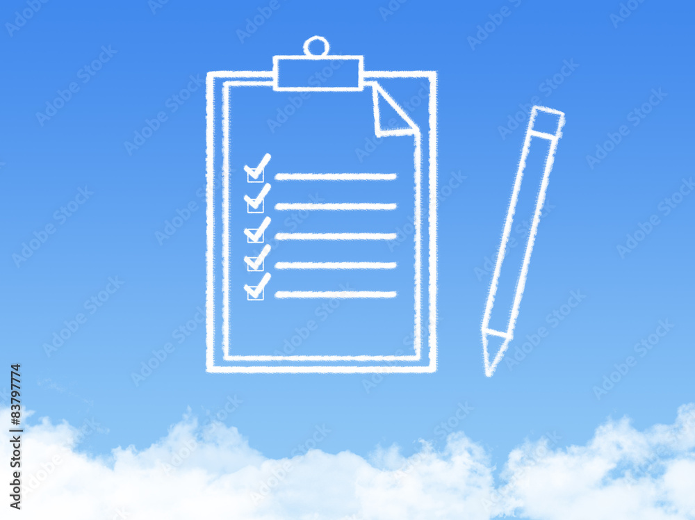 Notepad paper document cloud shape Notepad paper document cloud shape