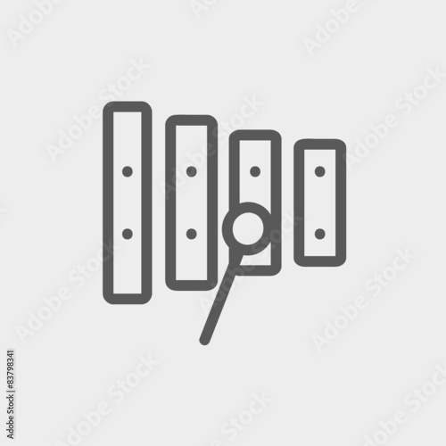 Xylophone with mallets thin line icon