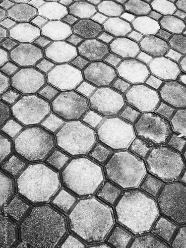Old black and white brick walkway