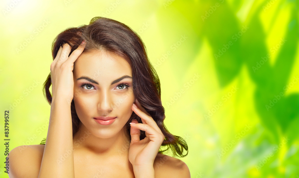 Girl at floral background