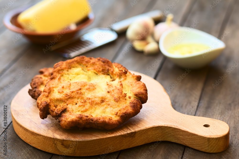 Hungarian deep fried flat bread called Langos Hungarian deep fried flat bread called Langos