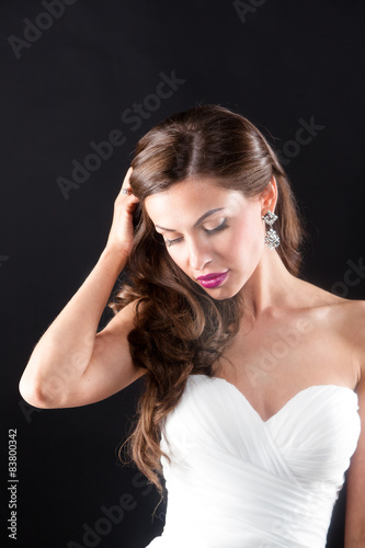 beautiful bride, portrait on a dark background