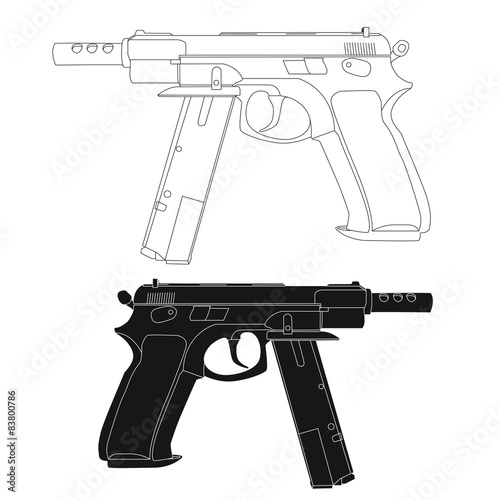 Automatik 9mm Pistole Illustration