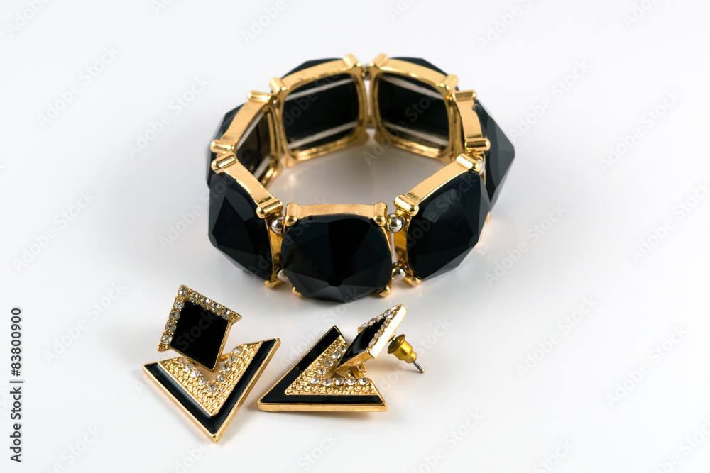 Plastic bracelet and earrings