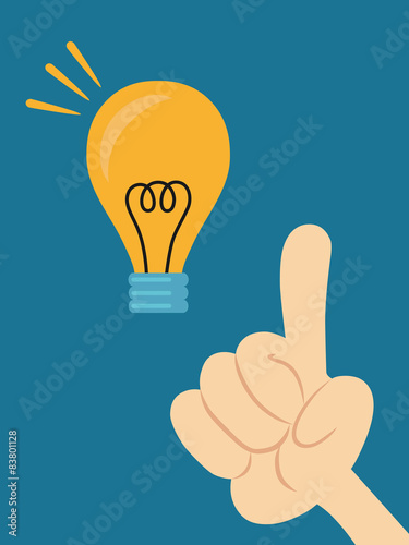 Business man get idea with hand pointing at light bulb-Vector il