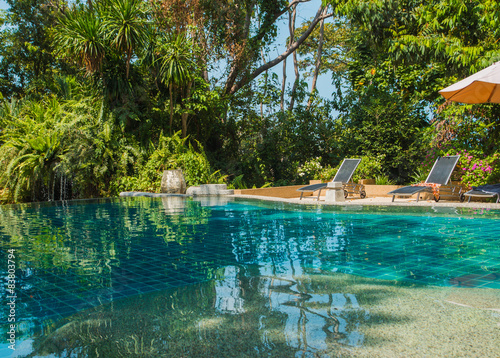 Fototapeta Naklejka Na Ścianę i Meble -  swimming pool in tropical forest